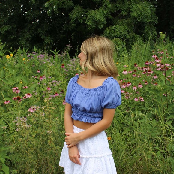 purple cropped blouse - Picture 2 of 2